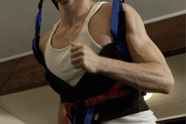 athlete sprinting during high speed treadmill training in Missoula at Electric Rehab & Fitness to improve speed and performance